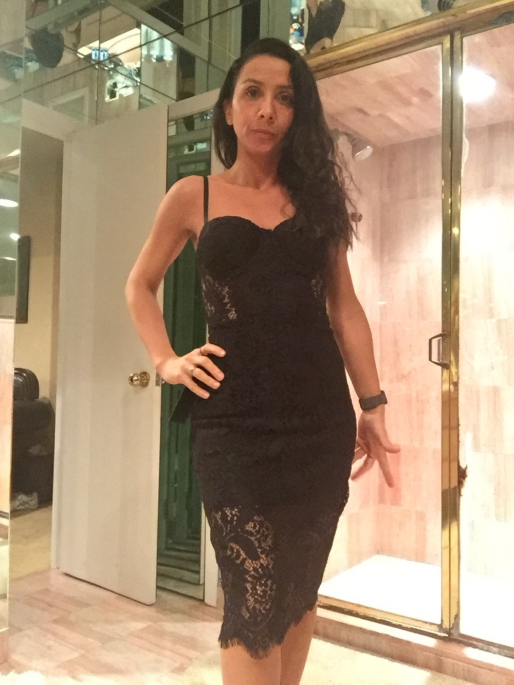 BEBE Lace Midi Bustier cutout Floral dress